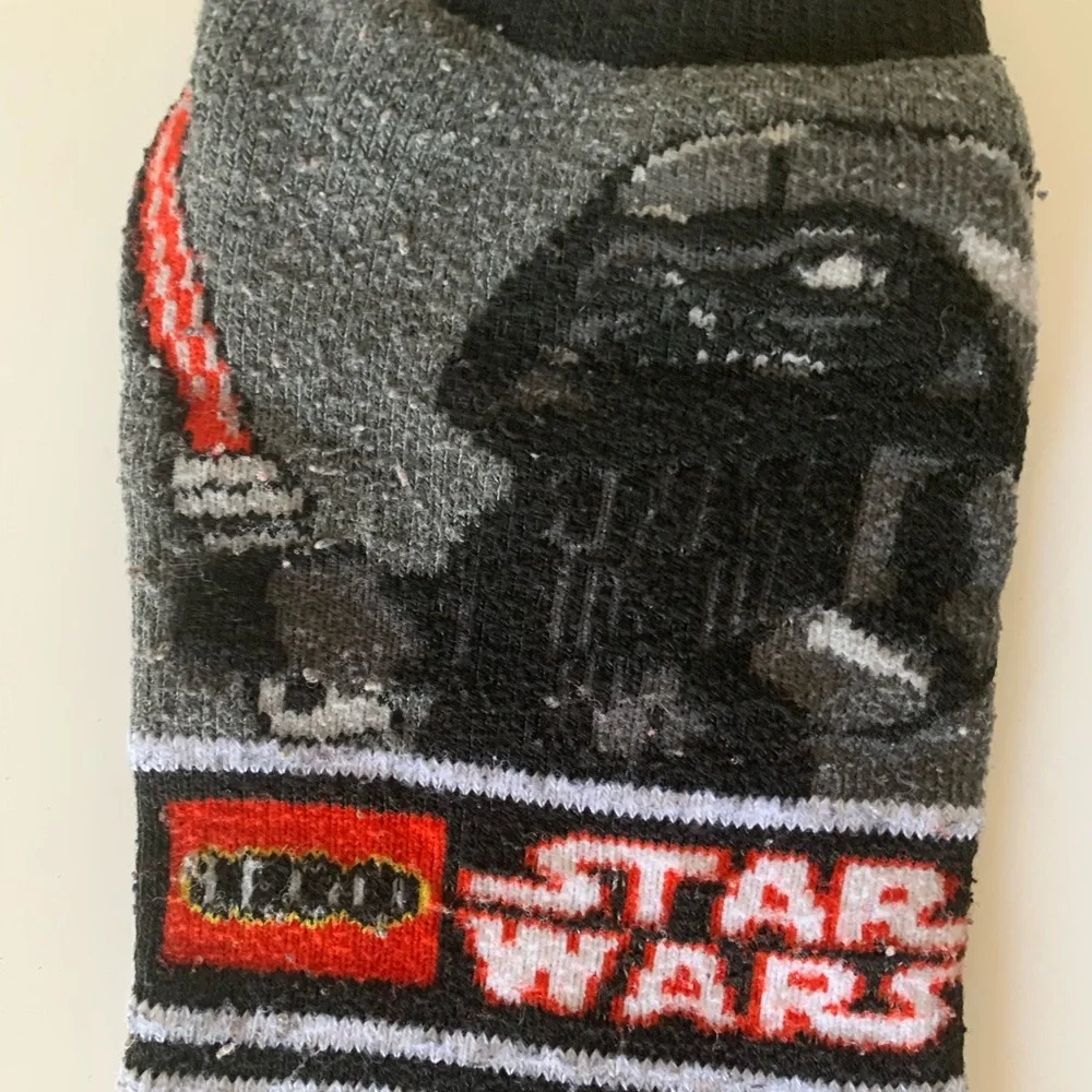 Lego Star Wars No Show Slipper Socks Darth Vader Black White Red